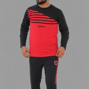 Black Essense Tracksuit – Black/Red