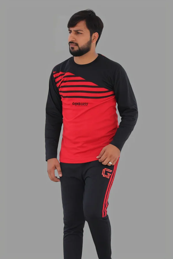 Black Essense Tracksuit – Black/Red - Image 3