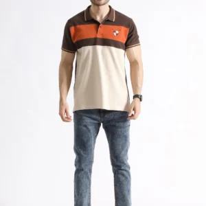 Brown Paneled Polo
