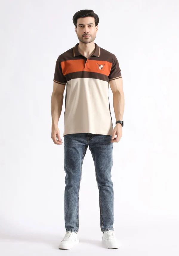 Brown Paneled Polo