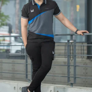 Paris Cotton Polo Twinset - Black/Grey