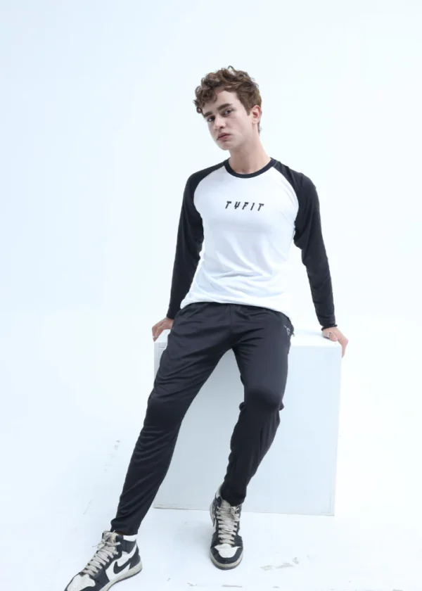 Exclusive Full Sleeve Plain Track Suit - White and Black Combo | Tyfit - Image 4