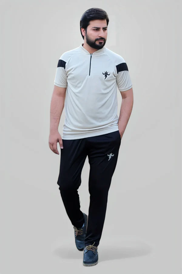Athleisure Dryfit Tracksuit- Milky/Balck - Image 4