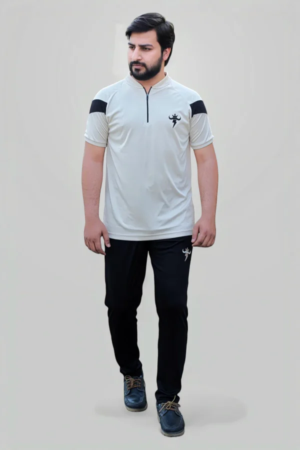 Athleisure Dryfit Tracksuit- Milky/Balck